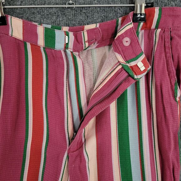 FREE PEOPLE La Paz Rainbow Pink Striped High Rise Cropped Flare Pants SIZE 10 - Picture 5 of 11